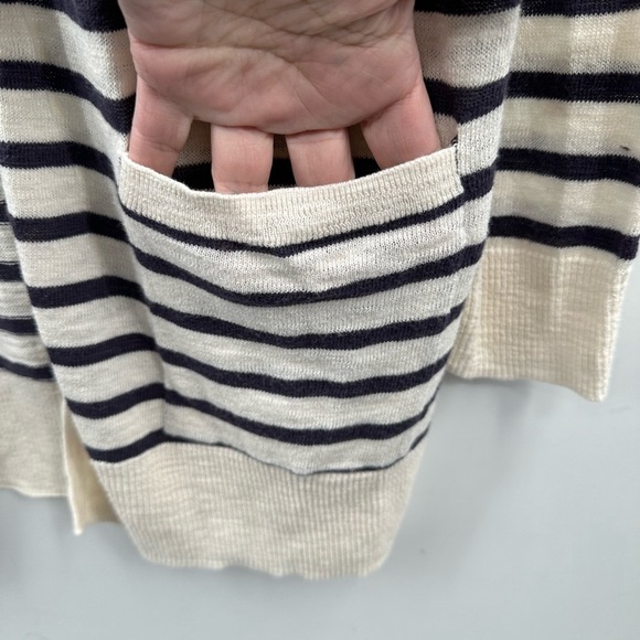 MADEWELL white-navy striped open lightweight staple wardrobe cardigan. NWT XS - Picture 4 of 10